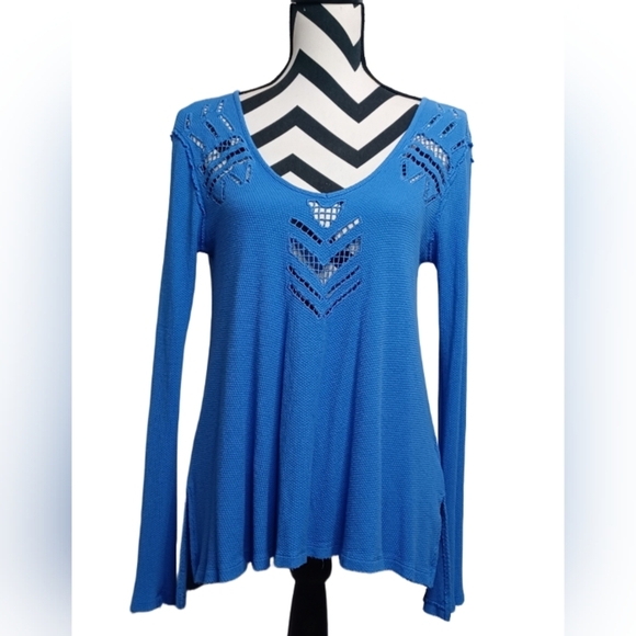 Free People Moonrise Cutout Boho  Long-sleeve Thermal Top - Picture 3 of 14